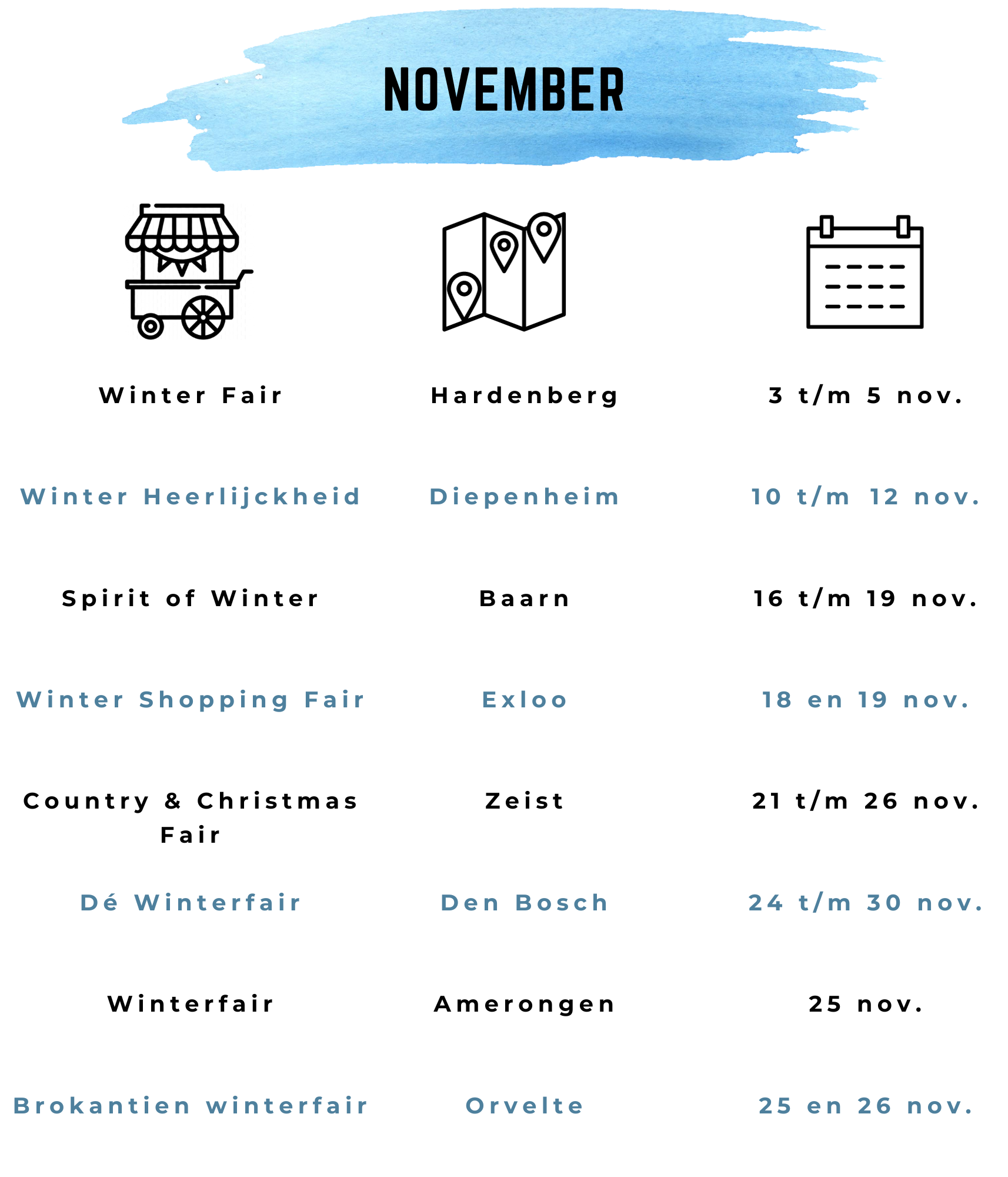 Winterfairs november Hardenberg Heerlijckheid Diepenheim spirit of winter Baarn Winter shopping christmas Zeist Den Bosch Amerongen Orvelte